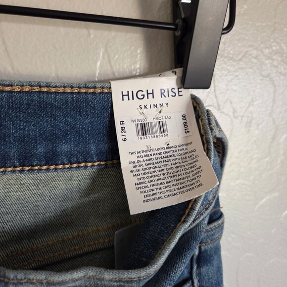 Lucky Brand Bridgette Denim Ankle Jeans Blue Distressed Exposed Button Fly 6 NEW - Picture 10 of 12